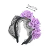 Lolita Sweet Women Fascia per capelli Cosplay Head Hoop Halloween Fiore artificiale Head Hoop Fascia per capelli floreale Accessori per capelli per feste