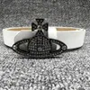Designer Viviane Westwoods Belt Small Fragrant Style Advanced Sense Western Empress Dowager Water Diamond Saturn Buckle Belt Temperament Everyday Versatile Jean
