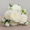 Dekorativa blommor 1 bukett av 5 huvud Artificial Rose Flower Real Look Fake for Home Wedding Centerpieces Party Decoration