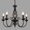 Lámparas colgantes luces de hierro europeo sala de estar retro retro negro adecuado e14 lámpara de iluminación de brillo