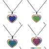 Pendant Necklaces Mood Heart Color Changing Temperature Sensing Necklace Pendant Women Children Necklaces Fashion Jewelry Wi Dhgarden Dhmtq