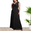 Casual Dresses Ladies Fashion Comfortable Plus Size Sleeveless V Neck Gown Long Dress Halter Maxi Solid Elegant High Waist Dres