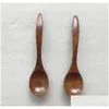 Eco-Friendly Natural Wooden Spoon Teaspoon Tableware Milk Honey Soups Coffee Tea Scoop Kitchen Baby Dinnerware Drop Delivery Dhtac