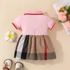 Preciosos vestidos de princesa de manga corta para niñas, vestido de algodón con cuello vuelto de verano para niños, ropa de moda para niños BH167