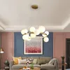 Modern Aluminum Ring Pendant Lamp Glass Bubble Ball Suspension Light Hotel Hall Living Dining Bedroom Hanging Ceiling Chandelier