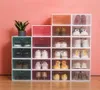 6pcs Shoe Box Set Multicolor Foldable Storage Plastic Clear Home Organizer Shoe Rack Stack Display Storage Organizer Single Box 218160695