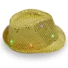 Luci a LED Cappelli Jazz Cappellini Lampeggiante Lampeggiante Paillettes Per Adulti Bambini Glow Bucket Hat Festa di compleanno Vendita 11 Colori solidi