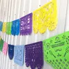 Mexican Party Square Papercut Plastic Garland Flag on Day of The Dead Carnival Bunting Decoration 231227