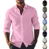 Men's Casual Shirts S -3xl White Pink Men Shirt Long Sleeve Cotton Oxford Soft Comfortable Regular Fit Quality Business Man