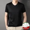 T-shirts pour hommes Top 1,7% Mulberry Silk Brand Tops V Neck For Men Summer 2023 COMMENTS CASSOIFS MASS