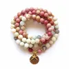 108 Mala Rhodonit balanciert Rhodonitarmband Neues Design Frauen Yoga Armband Heilung Spirituelle Geschenk ITE BRAKETS Y200730238S