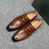 BERLUTI Chaussures habillées pour hommes en cuir Oxfords Berlut Nouveaux hommes Venezia en cuir de veau Lefu Chaussures faites à la main motif crocodile coloré Chaussure d'affaires décontractée en cuir HB3R