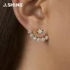 JSHINE Front and Back Women Multicolor Crystal Snowflake Studs For Women Charm Oświadczenie Kolczyka Flower Jewelry279k