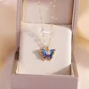 Chaînes Bohème Élégant Coloré Zircon Cristal Papillon Pendentif Collier Pour Femmes Dames Mode Bijoux De Mariage Cadeaux D'amitié