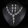 Necklace Earrings Set Fashion Leaf Rhinestones Women Bride Wedding Jewelry Drop For