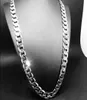 12mm Wide Curb Chain Necklace 18k White Gold Filled Vintage Classic Mens Jewelry Solid Accessories 24 Inches8602044