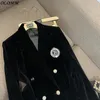 Autumn And Winter Velvet Suit Coat High Quality Versatile Slim Medium Festival Black Jacket Korean Women Tops 231225