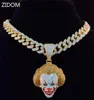 Men Women Hip Hop Movie Clown Pendant Necklace With 13mm Miami Cuban Chain Iced Out Bling HipHop Necklaces Male Charm Jewelry4218964