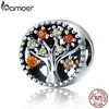 Piedras preciosas sueltas BAMOER Colección de otoño Auténtica Plata de Ley 925 Árbol de la vida Cuentas fructíferas Fit Pulseras de mujer Joyería DIY SCC219