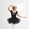 Palco desgaste brilho ballet tutu saia ginástica artística malha menina collant flutter manga curta bailarina princesa vestir-se traje coreia