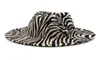 2020ファッションゼブラパターン人工ウールフェドーラ帽子ファッション女性男性大規模なジャズパーティーキャップパナマスタイルカウボーイハット1211903