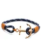 Tom Hope Armband 4 Size Handgult Gul tråd rep Rostfritt stål 24K Gold Anchor Charms Bangle With Box och Th157755832