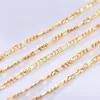 10pcs Gold 2 mm Taille Collier Figaro 16-30 pouces Femme Femme Femme Femme simple Chaîne de pulls