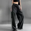 Pantalones para mujer JMPES Patchwork a rayas Mujeres Cargo Estilo Americano Moda Ropa de calle Suelta Pierna ancha Y2K Mujer Hip Hop Sweetpants