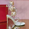 Summer Sandals and 2024 European American Sexy Women's Rome Thin High Heels Open Toe Party Wedding Shoes Flower Big Size 1357