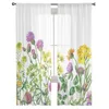 Spring Summer Flower Daisy Voile Discutains transparents pour le salon Window Murffon Tulle Curtain Cuisine Roucles de chambre à coucher