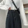 جينز نساء فضفاضة BF Street Style S-5XL Cuffs مستقيم خمر All-Match College الأصغر سنًا عالي الخصر