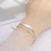 Linkarmbanden Infinity symboolarmband voor vrouwen Veer Roestvrij staal Dubbele ketting Zilver Kleur Mode Verjaardag Valentijnscadeau Dagelijks