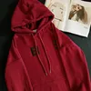 Fashion Designer Hoodie of the Year Great Wine Red Beled Ramoidery and Fleece Pepper per donne