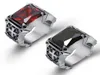 High Quality Fashion Hiphop Red / Black Big Rhinestone Stone Biker Mens Silver Stainless Steel Punk design Ring 7-12#9655925