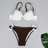 Sexy Push Up Swimsuit Women Bikini 2023 Solid Swimwear Brazilian White Set Female Beachwear Bathing Suit biquini Bathers 231227