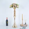 8 PCS Gold Flower Vase 26,4 pouces centres de mariage Fleurs Événement de stand Party Road Lead Home Decoration