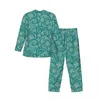 Men's Sleepwear Green Paisley Pajamas Men Vintage Print Cute Soft Room Nightwear Autumn 2 Pieces Aesthetic Oversized Pattern Pajama Sets