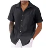Chemises décontractées pour hommes Stripe Top pour hommes Summer Coll Collar Fashion Boumis Blouse de chemises à manches courtes Tops de plage