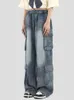 Damen Vintage Cargo Koreaanse Y2k Baggy Mit Weitem Bein Haruku Jahre Streetwear bergroe Jeans Hose Sommer