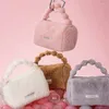 Sacos de armazenamento Lambswool Pele Maquiagem Kawaii Rosa Organizador De Pelúcia Jovem Senhora Meninas Viagem Saco Cosmético Bonito Macio Pen Escova Bolsa