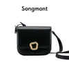 Songmont Medium Tofu Bun Layer Cowhide Crossbody Small Square Bag Leather Designer Bags Women Black Shoulder Bag 231228