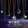 Pendants Necklace Exquisite Star Moon Sun Pendant 925 Sterling Silver Link Chain Fashion Jewelry Style Bijoux Gift For Women