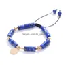 Bracelets de charme Bracelet de perles d'améthyste aigue-marine naturelle fait à la main réglable pilier pierre bracelets de perles bijoux pour Dro Dhgarden Dhln8