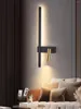 Duvar lambası Modern Minimalist Uzun Şerit Başucu Yatak Odası Oturma Odası Switch Sconce Işık Siyah Doğrusal Arka Işık