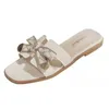 Slippers Bow Women Flats Shoes 2024 Summer Open Toe Sandals Fashion Designer Slingback Flip Flops Beach Femme Slides