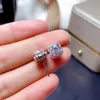 Stud Oorbellen Vierkante 2ct Diamanten Oorbel Echte 925 Sterling Zilveren Sieraden Moissanite Engagement Bruiloft Voor Vrouwen Men313m