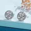 925 Sterling Silver 1 Carat Round Earrings Engagement Wedding Daily Work Party Travel Luxurious Gift For Women 231225