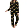 Women's Sleepwear Gold Tiger Pajamas Animal Print Cute Pajama Sets Female Long Sleeves Leisure Home Suit Big Size 4XL 5XL