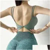 Mujeres Y Sujetador deportivo Transpirable Correr Crop Top Fitness Ropa Yoga Gimnasio Acolchado Súper Deportes Alto Impacto Tops Drop Entrega Dhh91