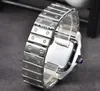 Mäns lyxiga modeklocka Square Roman Tank Dial Waterproof Clock Quartz Battery Power Movement No-Mechanical Line Skeleton Shape Chain Armband Armbandsur presenter
